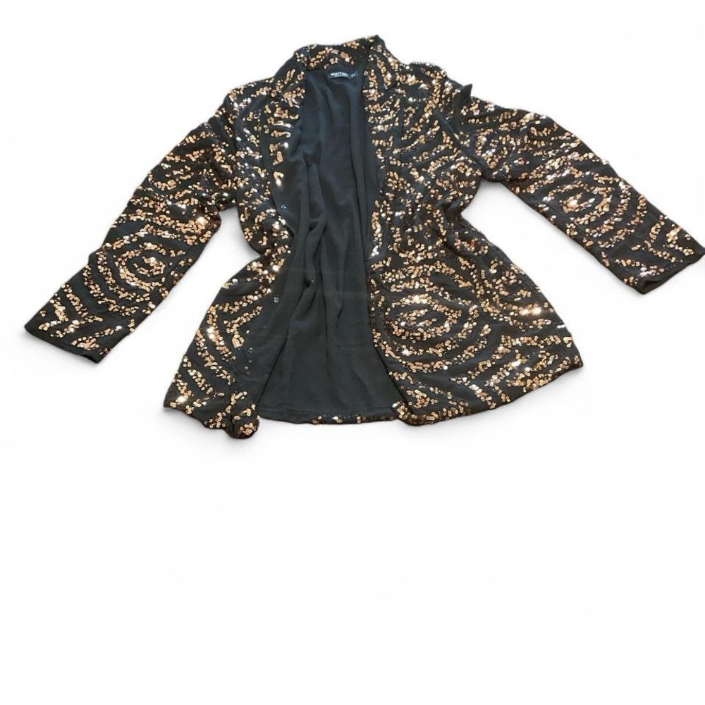 Nasty Gal Black and Gold Sequin Jacket